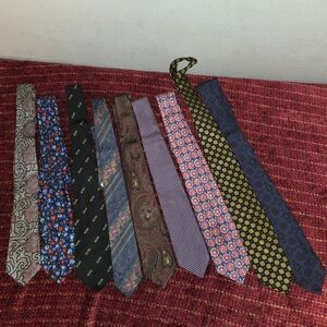 Vintage British 9 Tie Lot Made In England 100% Silk